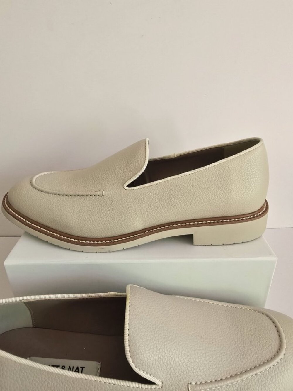 Matt And Nat Alman Faux Leather Slip On Loafers 8 41 Light Tan Beige Mens Shoes - Picture 4 of 10